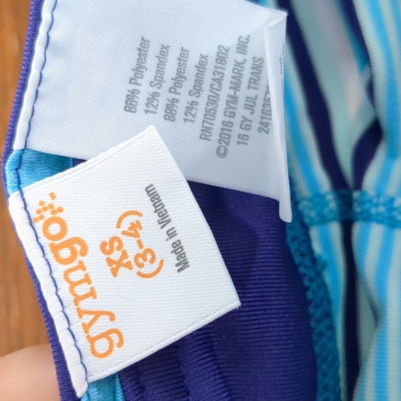 🍁2/$7🍁GYMGO Blue and White Striped Stretchy Leggings - Picture 2 of 2